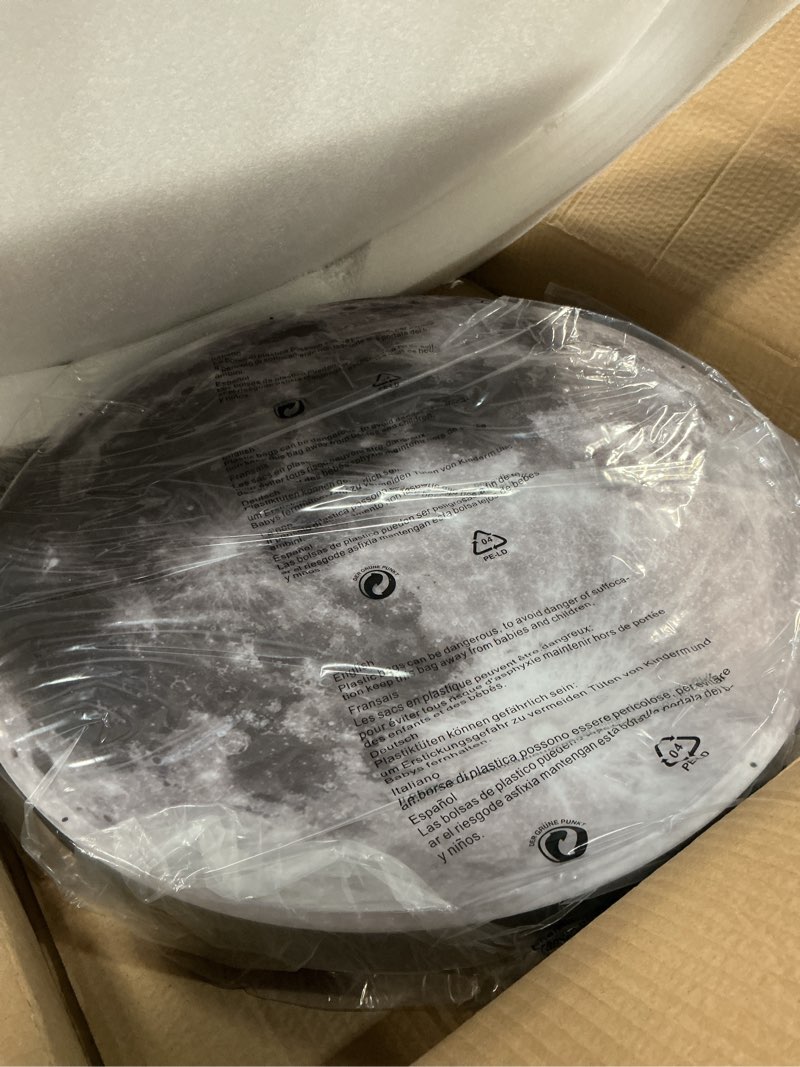 Condition photo showing As Is for dimmable moon wall light 19.6 inch wall lights with remote control plug-in modern led wall light, 24w black wall lamp indoor wall mounted ceiling light fixture for living room bedroom