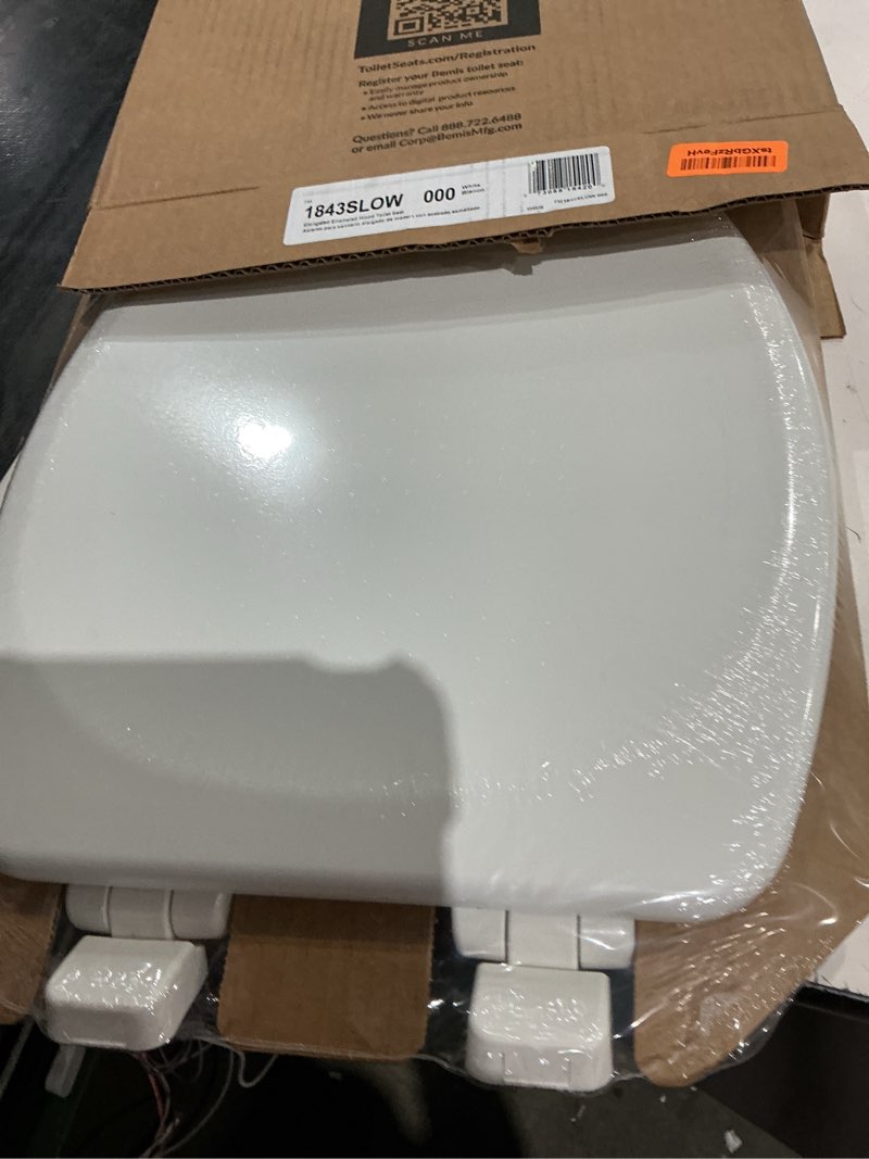 Condition photo showing Good Condition for mayfair linden slow close toilet seat, non slip heavy duty wood, easy install, elongated, white
