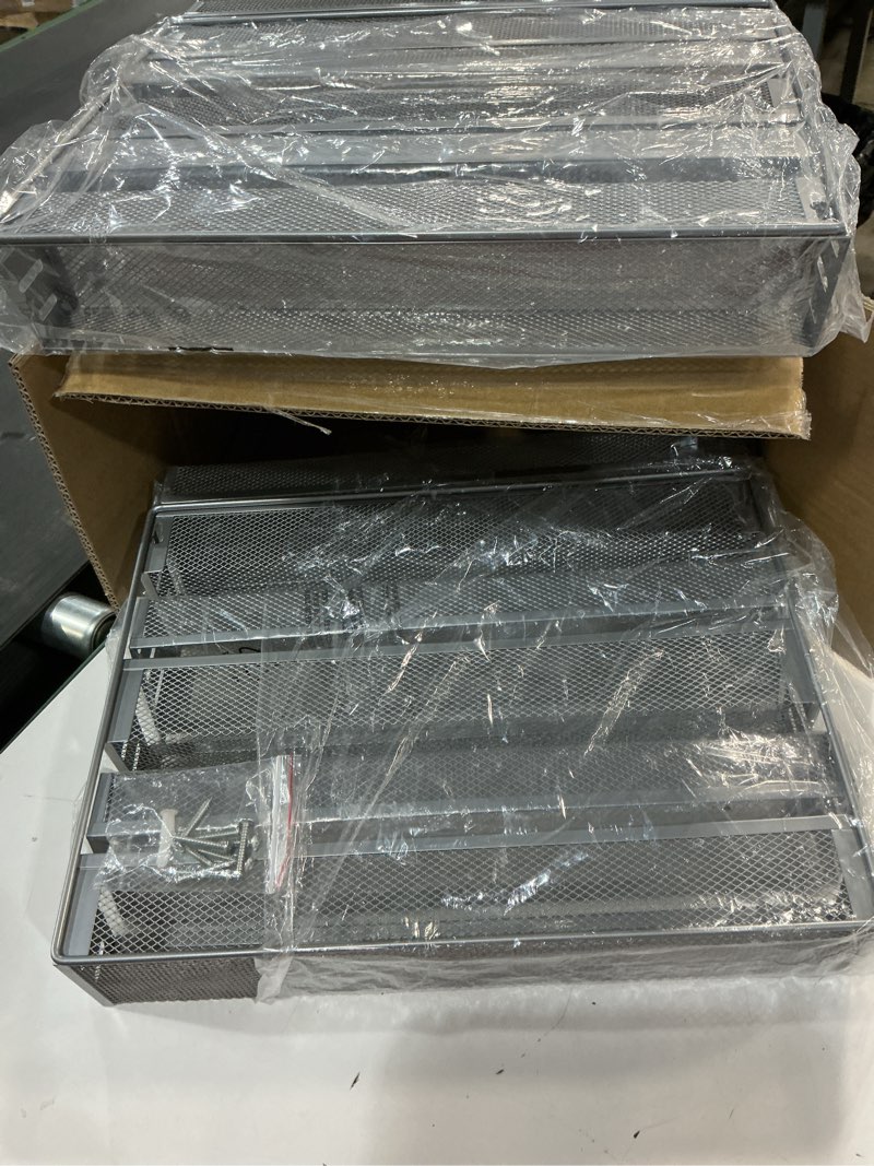 Condition photo showing New/Like New for Auledio 2 Pack Spice Rack Organizer, 3 Tier Counter-top Stand or Wall Mounted Storage Rack Hanging Shelf for Kitchen Cabinet, Cupboard, Pantry Door or Bathroom Shower Cosmetic - Chrome 3-Tier