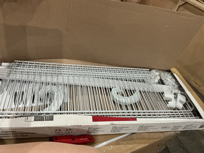 Condition photo showing As Is for closetmaid 5636 closet super-slide organizer kit steel white vinyl-coated