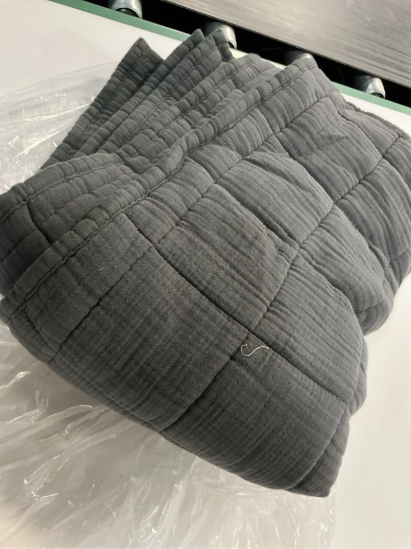Condition photo showing As Is for organic cotton gauze box quilt set, king/cal king, charcoal