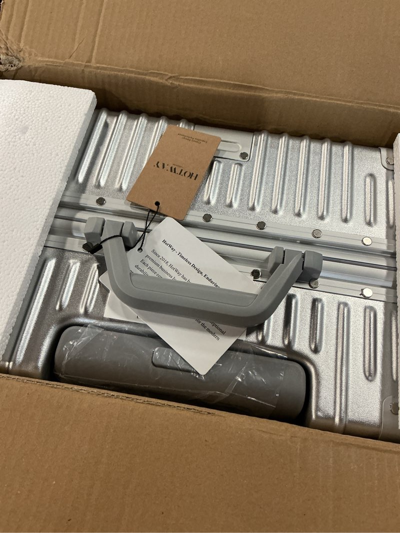 Condition photo showing Good Condition for HotWay 24 Inch Checked in Luggage with Aluminum Frame,PC Hard Shell Suitcase with Spinner Wheels and TSA Lock, Large Suitcase for Travel Silver (PC+Aluminum) Checked in 24inch