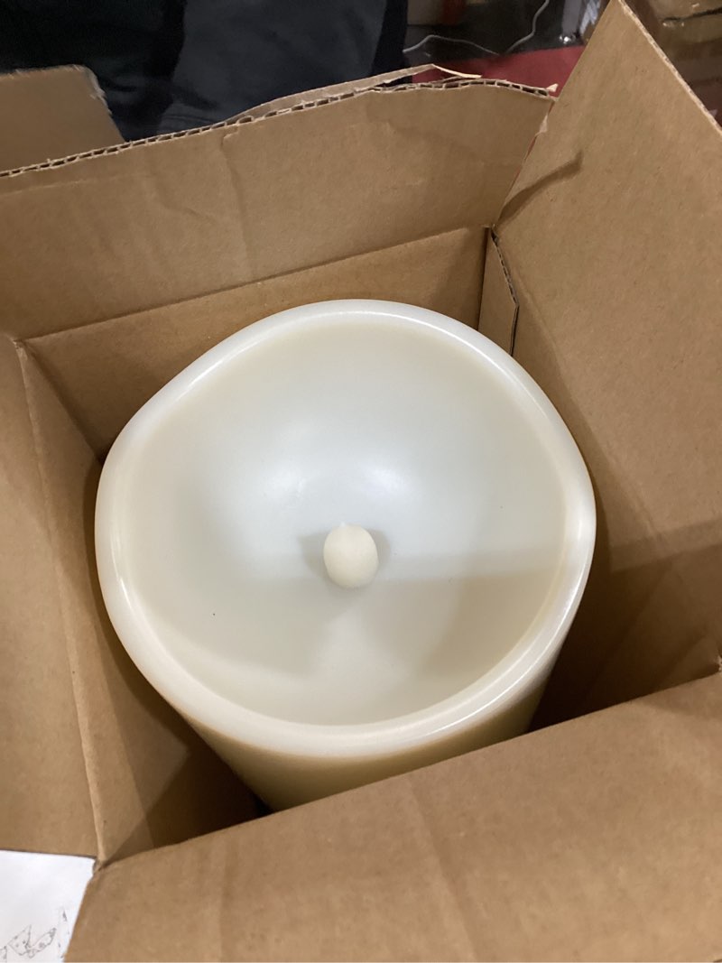 Condition photo showing New/Like New for Homemory 6" x 12" Extra Large Outdoor Waterproof Candle with Auto 6-Hour Timer, Ivory Plastic Made, Long Last for Half A Year Ivory, 6"x12"