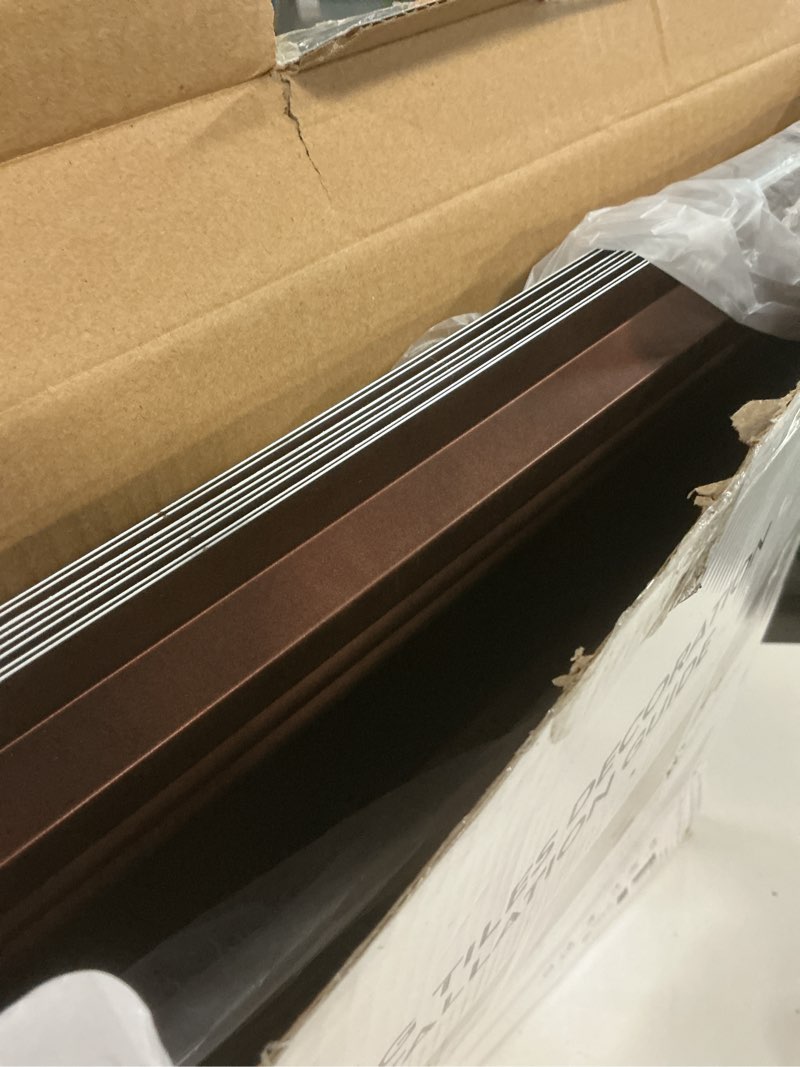 Condition photo showing As Is for stickgoo glue up ceiling tiles, 24x24 inch pvc decorative drop ceiling tile antique copper 48 sq. ft, pack of 12 tiles 24\"x24\" antique copper (missing 4 tiles)