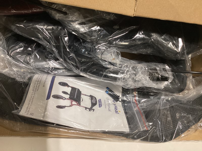 Condition photo showing New/Like New for walkers for seniors, rollator walker with seat and backrest, 10" big wheels all terrain, rolling walker foldable supports 350lb, lightweight & height adjustable, cane & cup holder, burgundy red