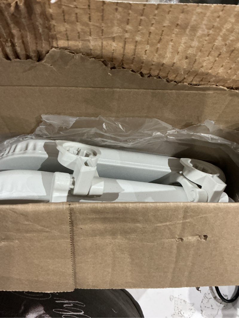 Condition photo showing As Is for mayfair by bemis eden cushioned vinyl white elongated padded toilet seat