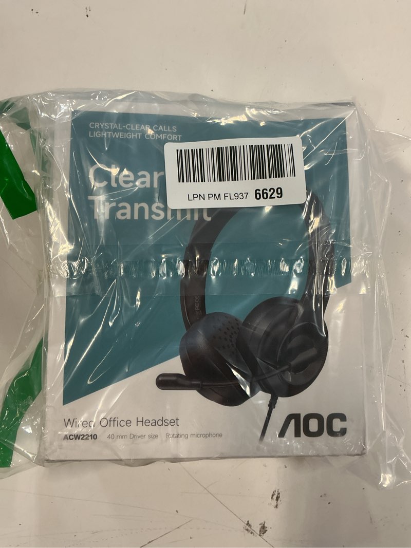 Condition photo showing New/Like New for aoc usb headset with microphone for pc, over-ear wired headphones with noise-cancelling mic, 40mm audio drivers, usb-a computer headset for office, teams, call centers & online meetings (black)