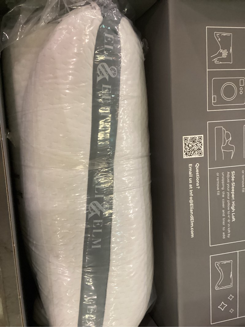 Condition photo showing As Is for Eli & Elm | Best Ergonomic Side Sleeper Pillow for Neck Pain. Supportive Cooling Memory Foam Fill with Luxury Breathable Cover. U-Shape Contoured Design. Queen Size Bed Pillow Pillow Memory Foam