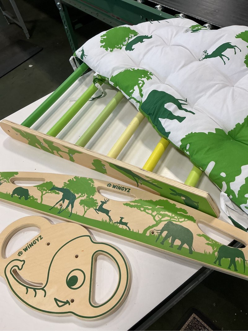 Condition photo showing As Is for wingyz 8-in-1 Pikler Triangle Set-Foldable Baby Climbing Toys with Cushion,Arch, Ramp & Ladder | Montessori Toddler Climber Indoor Jungle Gym for Kids 