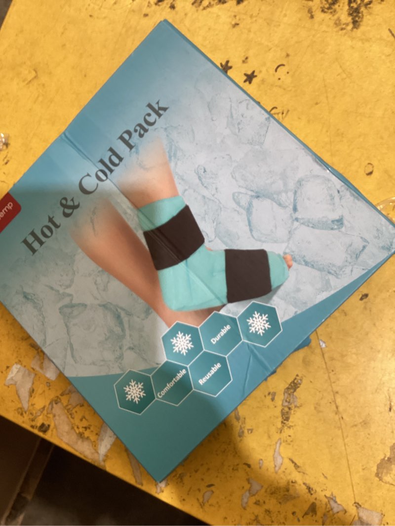 Condition photo showing Good Condition for comfytemp ankle foot ice pack wrap for plantar fasciitis relief, ankles brace for sprain, heel spur, swelling, achilles tendonitis, cold bag for injuries reusable, hot cold compress, 1 pack (blue) blue large(1 pack) 1.0