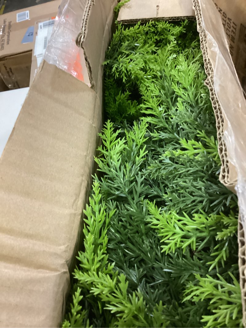 Condition photo showing As Is for 9FT Christmas Cedar Garland Artificial Realistic Green Faux Real Touch Winter Pine Garland for Mantle Fireplace Wall Table Indoor Outdoor Decoraiton 9FT 1