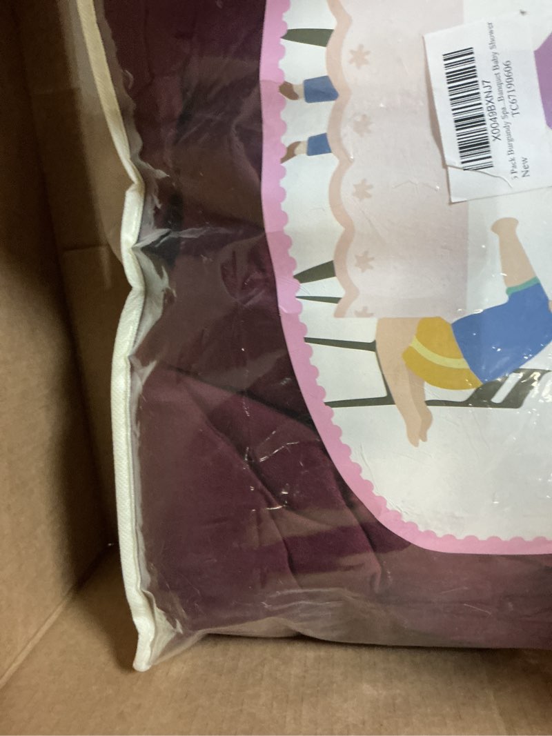 Condition photo showing Good Condition for 6 pack burgundy spandex tablecloth for 6 foot rectangle tables, wrinkle free fitted table cloth cover 6ft maroon stretchy tablecloths with skirt for parties weddings birthday banquet baby shower burgundy 6ft(6pack)
