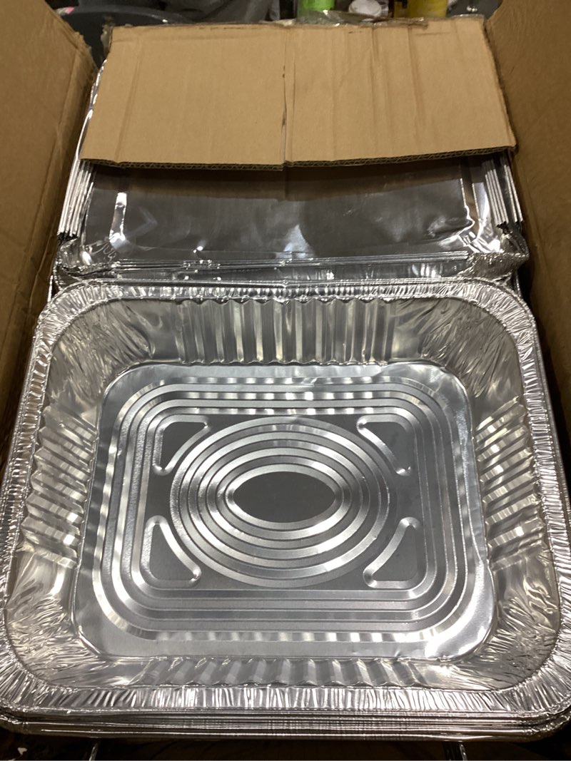 Condition photo showing As Is for Large Full Size 33-Pcs Disposable Chaffing Buffet with-Covers, Utensils, Fuel Cans – Premium Chafing Dish Set for Events, Parties, Catering Complete Kit (with Racks)