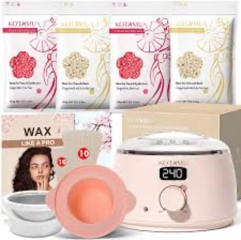 kotamu waxing kit for women & men, wax warmer for hair removal, digital wax kit