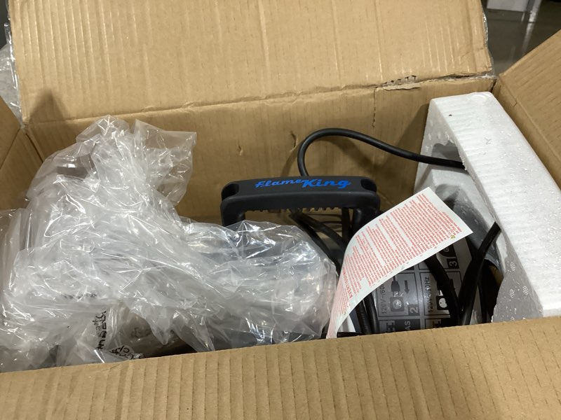 Condition photo showing Good Condition for flame king 60,000 btu portable propane forced air heater outdoor great for jobsite, construction, garage, patio, stainless steel