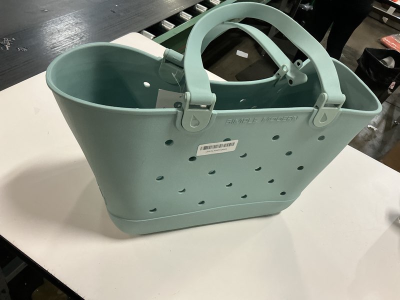 Condition photo showing Good Condition for Simple Modern Extra-Large Beach Bag | Waterproof Getaway Rubber Tote with Zipper Pocket for Travel, Pool, Boat, Groceries, Sports | Sea Glass Sage Extra Large Sea Glass Sage