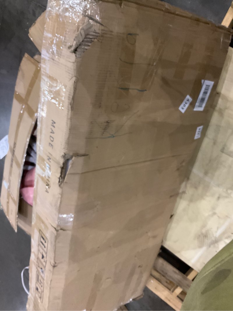 Condition photo showing As Is for DWVO 55" Extra Large Dog Crate Furniture, Heavy Duty Metal Dog Kennel TV Stand with Sliding Door, Wooden Dog Cage Table with Dog Bowl for Extra Large Medium Dogs or 2 Small Dogs, Rustic Brown Rustic Brown 55.1"L x 21.6"W x 31.5"H