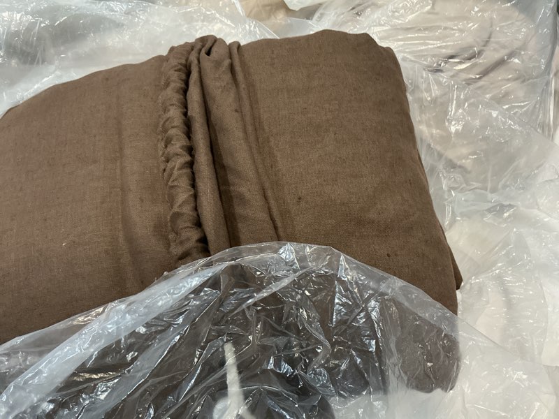Condition photo showing As Is for quince european linen sheet set, king, espresso