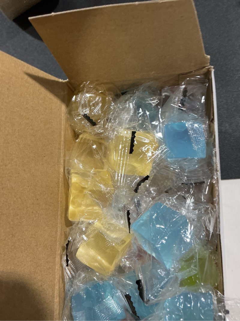 Condition photo showing Good Condition for 48 pcs mini ice cube stress balls bulk fidget squeeze square ball stress relief sensory playthings ice cube for adults birthday valentines gifts party favor prize bags box filling, 8 colors