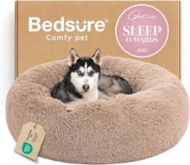 Bedsure Calming Dog Beds Large Sized Dog - 36in Donut Washable Large Pet Bed,Anti-Slip ?Removable Co
