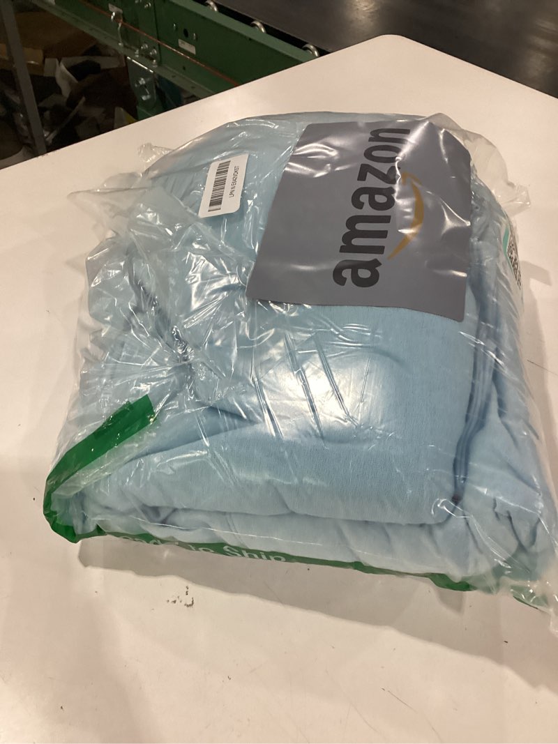 Condition photo showing New/Like New for posh home full size jersey knit sheet set, 4-piece - soft & breathable all-season cotton blend with deep pockets - flat sheet, fitted sheet & 2 pillowcases - sky blue full sky blue