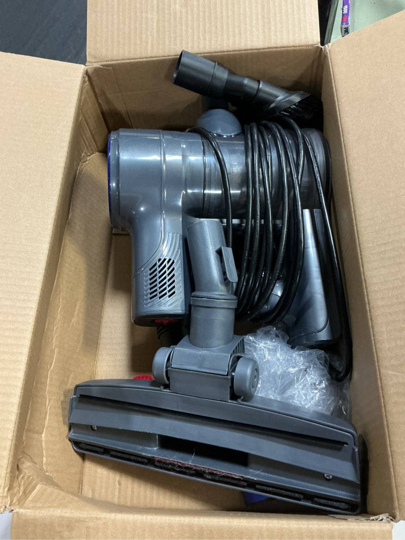 Condition photo showing As Is for corded stick vacuum cleaner, 25kpa powerful stick vacuum, 2 in 1 vacuum cleaners,1.2 l dust cup, corded handheld vacuum pet for hair, short-pile carpet, hardfloor (dark blue)