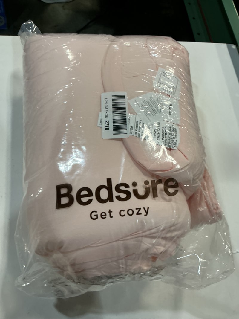 Condition photo showing New/Like New for Bedsure Full Size Comforter Set, Blush Pink Soft Prewashed Bedding for All Seasons, 3 Pieces GentleSoft™ Warm Down Alternative Bed Set, 1 Lightweight Comforter (82"x86") and 2 Pillowcases (20"x26") Full(82"x86") 19 - Blush Pink