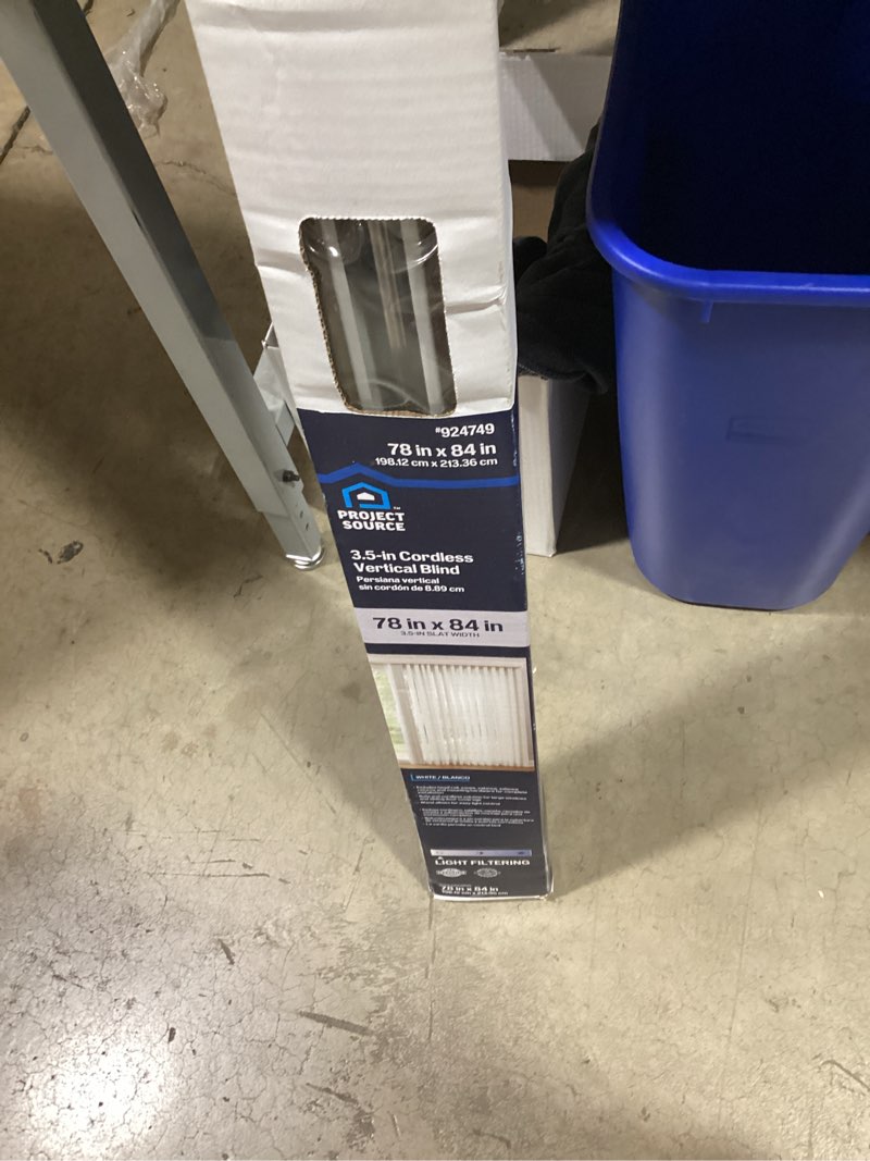 Condition photo showing Good Condition for project source light filtering vertical 3.5-in slat width 78-in x 84-in cordless white vinyl