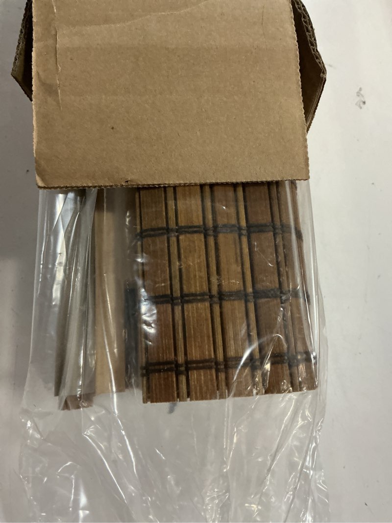 Condition photo showing New/Like New for LazBlinds Cordless Blackout Bamboo Roman Shades, Room Darkening Blinds for Interior Windows, Thermal Insulated Roll Up Bamboo Blinds for Home & Patio, 24" W x 64" H, Penang Teak Blackout - Penang Teak 24" W x 64" H
