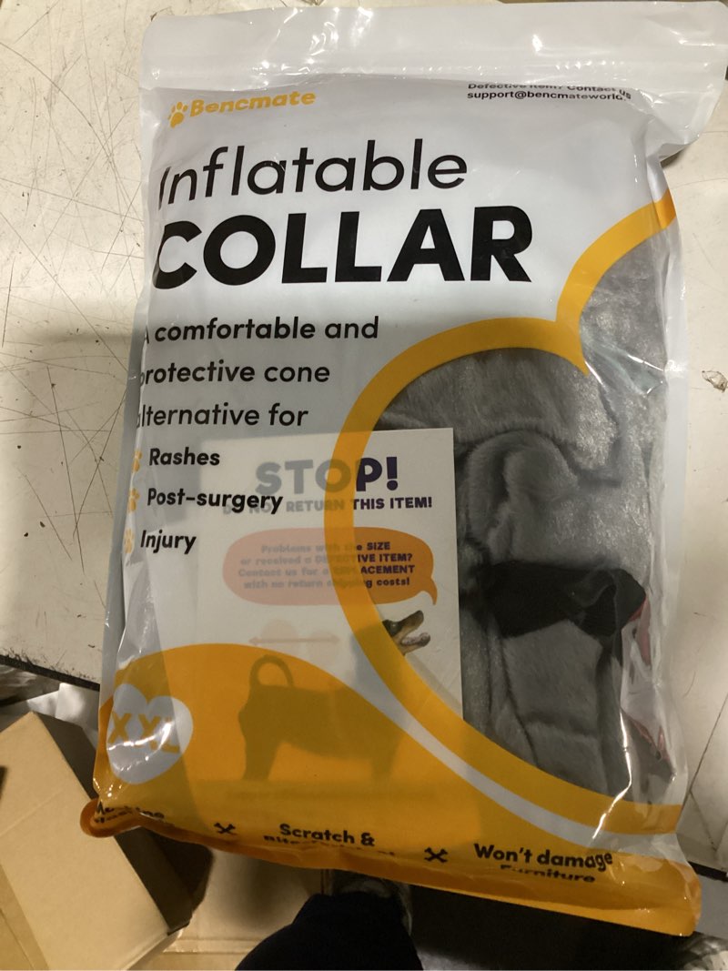 Condition photo showing Good Condition for bencmate inflatable dog cone collar alternative, soft dog cone for small medium large dogs and cats, neck recovery ecollar donut collar after surgery (xxlarge, grey) grey xx-large [neck:21"-23"]