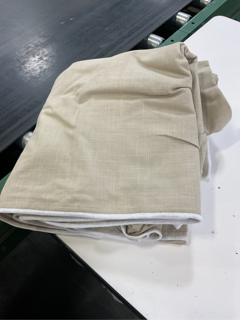 Condition photo showing Good Condition for piped edge cotton true blackout curtain - single panel, 48x96, ivory/oatmeal piping