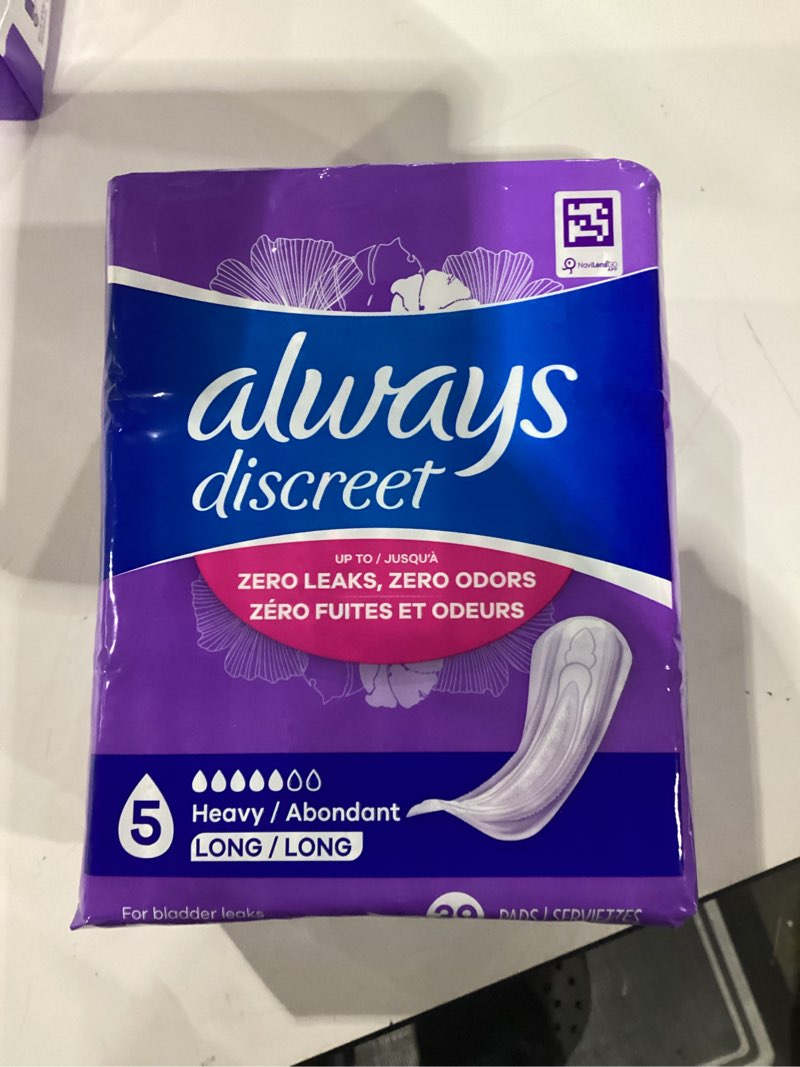 always discreet incontinence pads - 5 drop extra heavy long pads - 39ct
