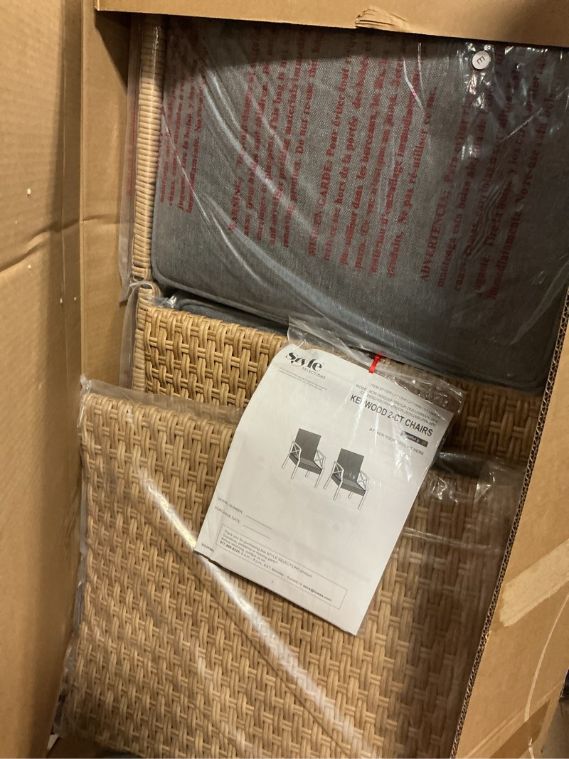 Condition photo showing Good Condition for style selections kenwood set of 2 wicker black steel frame stationary dining chair with gray