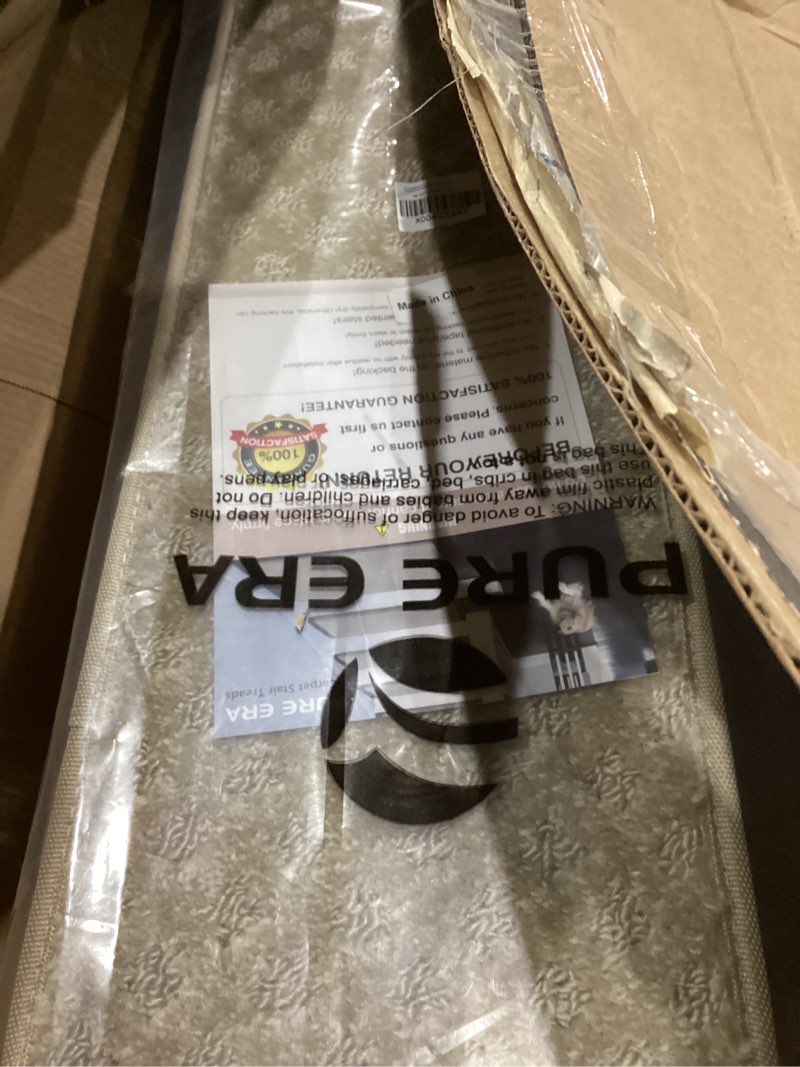 Condition photo showing Good Condition for pure era carpet stair treads tape free non slip indoor stair carpet stair protectors pet-friendly non-slip skid resistant washable reusable 8" x 30"(14 pieces,cream gray mini-diamond trellis) cream gray mini-diamond trellis 14 pieces no bullnose