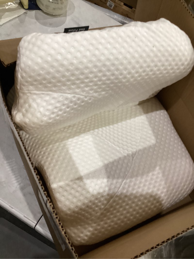 Condition photo showing Good Condition for Osteo Cervical Pillow for Neck Pain Relief, Hollow Design Odorless Memory Foam Pillows with Cooling Case, Adjustable Orthopedic Bed Pillow for Sleeping, Support for Side Back Sleepers Standard High(24.5*16.5*5.2/4.1 inches) White