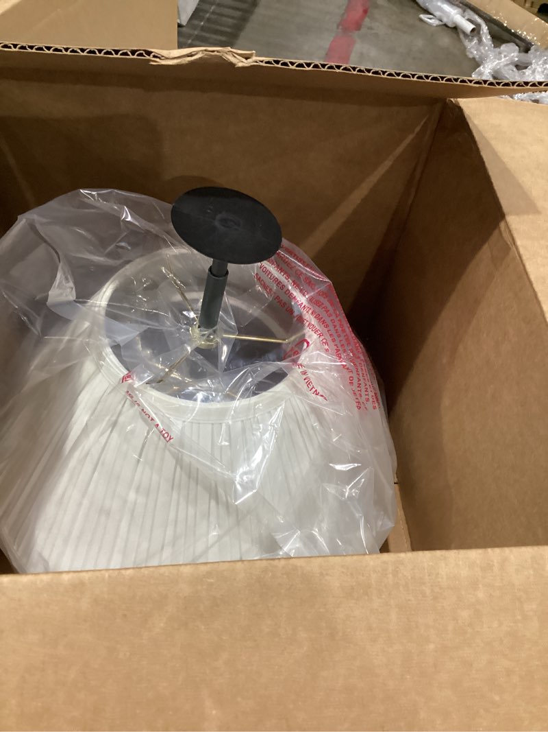 Condition photo showing Good Condition for aspen creative 33133, mushroom pleated traditional spider lamp shade, white, 6" top x 14" bottom x 8" slant 6x14x8"