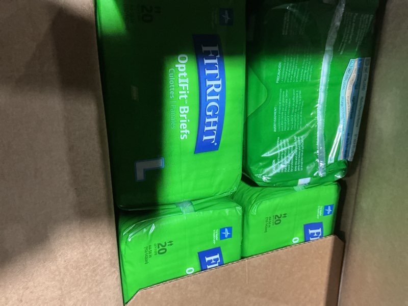 Condition photo showing Good Condition for fitright adult diapers, extra+ heavy absorbency, l (waist size 44in-56in), 80 count, optifit incontinence briefs for men and women, disposable, moisture-wicking, leak protection. 80 count large