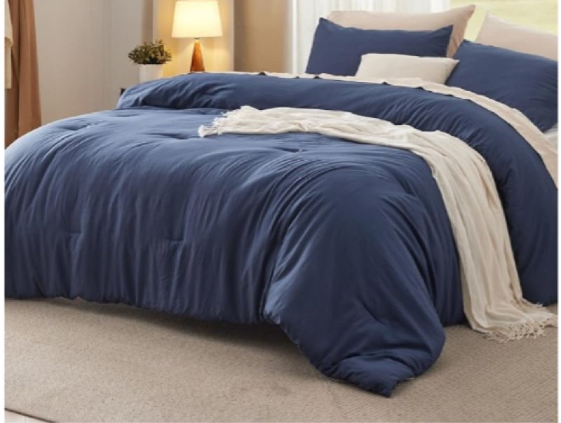 Bedsure navy blue comforter (unknown size)(similar to stock photo)