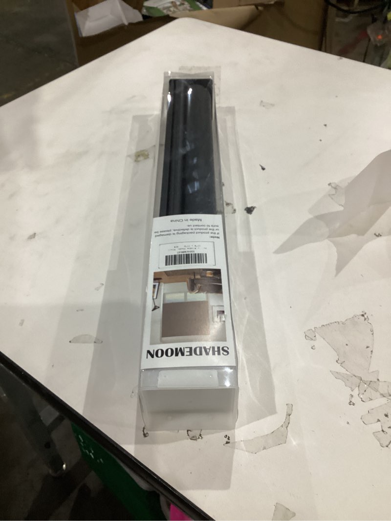 Condition photo showing New/Like New for SHADEMOON Blackout Cordless Roller Shades for Windows,Free-Stop System Blind with Valance,Pull Down Room Darkening Indoor Shades,Thermal Insulated UV Blocking Fabric,Home Office(Black,17" W x 72" H) Black 17"W x 72"H