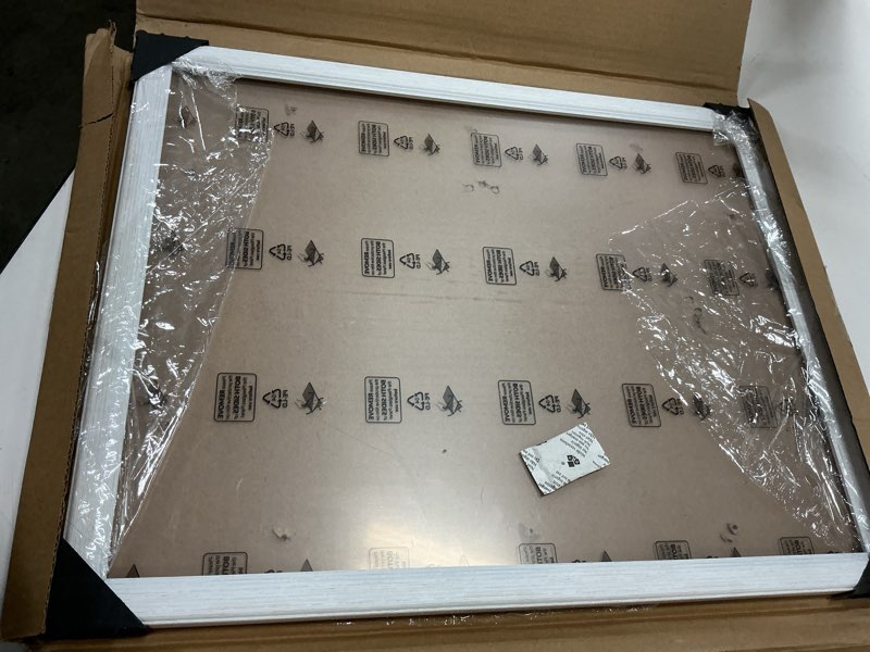Condition photo showing Good Condition for 14x18 Wood Frame White, Modern Natural Woodgrain 18x14in Picture Frame, Rustic Wooden 14 x 18 inch Gallery Wall Photo Poster Frame with HD Plexiglass, Horizontal Vertical Wall Mounting Display 1pcs White 14x18