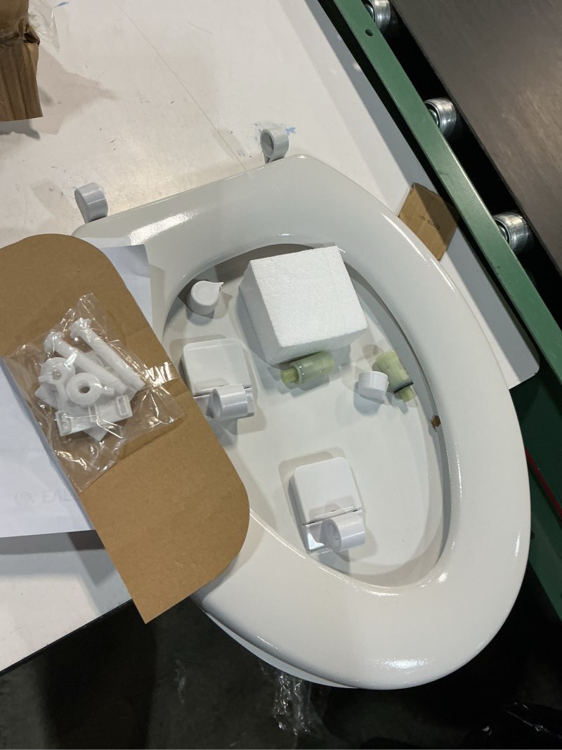 Condition photo showing As Is for HIGHCRAFT Premium Elongated Toilet Seat with Slow-Close Design & Adjustable Hinges - Molded Wood Toilet Seat - Fits Standard Elongated Toilets - Oval Seat in White Elongated White