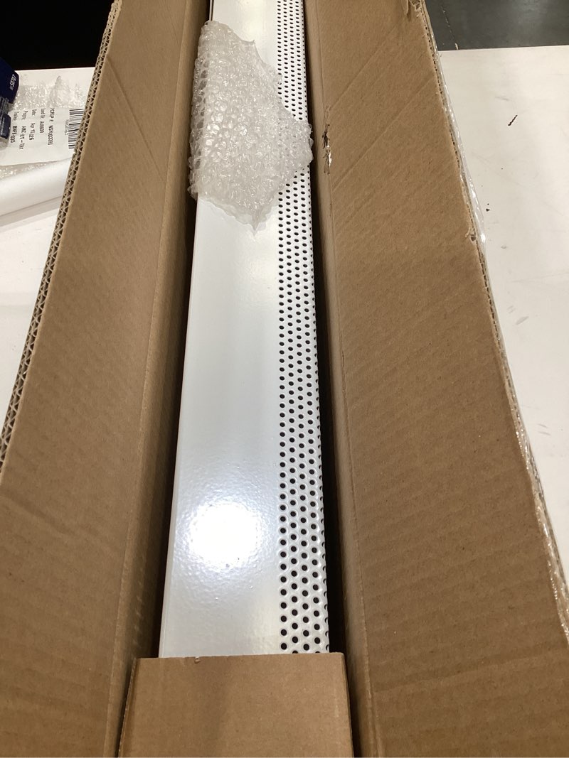 Condition photo showing As Is for upgraded 4 ft baseboard heater covers with left and right endcaps, galvanized steel easy slip-on baseboard cover for replacing old and rusty looking electric and hydronic base board heater cover cover + l&r endcaps 4ft 1 baseboard heater cover