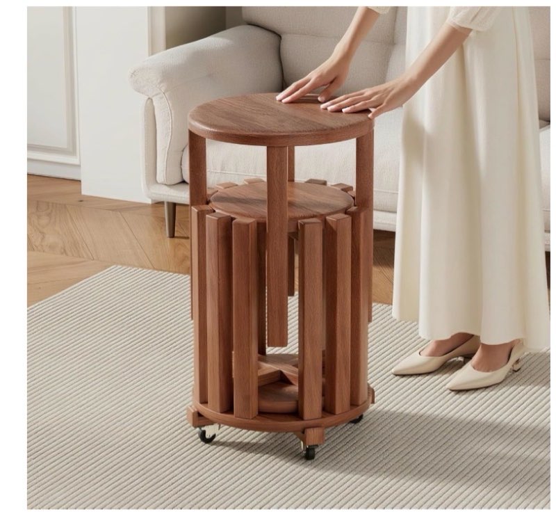 Ehjuwe 4-Pack Stackable Stools with Wheels | 18 Inch Nesting Side Tables for Living Room| Stackable 