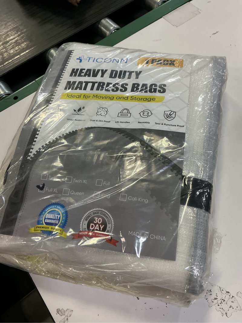 Condition photo showing Good Condition for TICONN Mattress Bags for Moving, Heavy Duty Full XL Mattress Cover Storage Bag with Full-Around Handle and Adjustable Buckles (Clear, Full XL) Clear Full XL