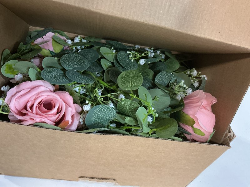 Condition photo showing New/Like New for Anna's Whimsy 2PCS 5.91FT Artificial Eucalyptus Garland with Flowers, Fake Rose Gypsophila Garlands, Faux Floral Greenery Garland for Wedding Spring Home Party Table Runner Decor?Dusty Pink? Dusty Pink 2PCS