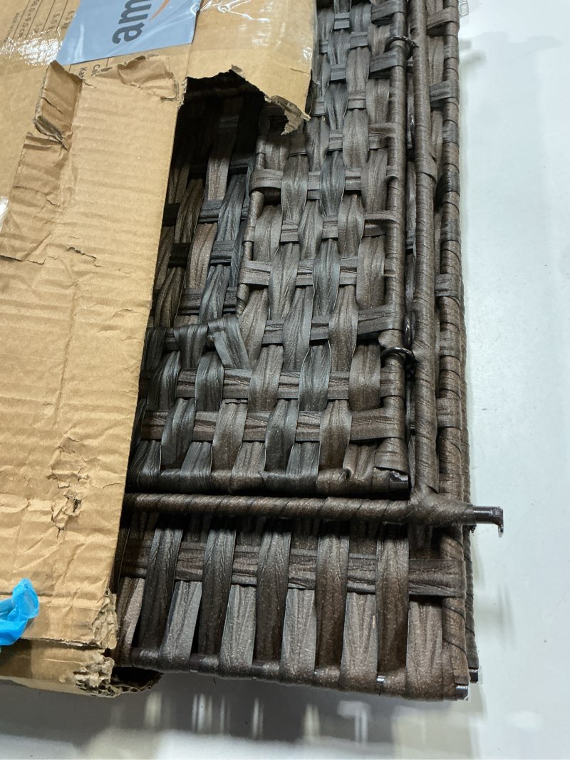 Condition photo showing Good Condition for Snughome Cat Litter Box Enclosure Furniture Hidden with Litter Mat, Hidden Cat Washroom Furniture with Door, Handwoven Rattan Cat Washroom Box, Indoor Pet House for Living Room, Bedroom (Brown) Brown 20.87"L x 16.93"W x 22.44"H