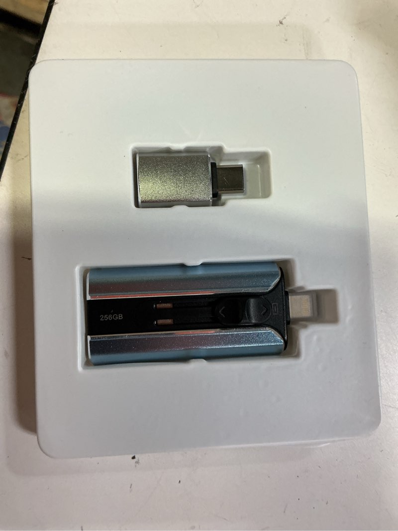 Condition photo showing Good Condition for mfi certified flash drive 256gb for iphone thumb drive photo stick, high speed usb memory stick iphone flash drive for photos videos, external storage jump drive for iphone/ipad/android/pc (blue) 256gb light blue