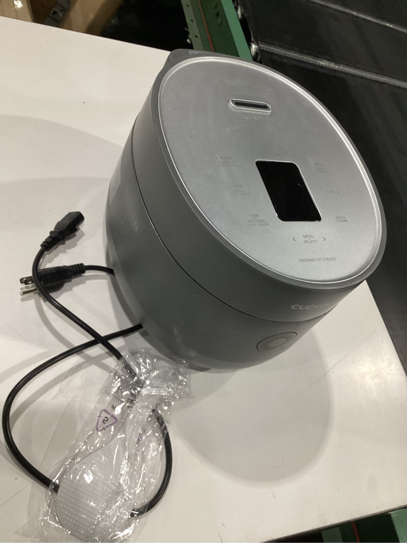 Condition photo showing Good Condition for cuckoo rice cooker 3 cup uncooked / 6 cup cooked, modern fuzzy logic rice cooker small with delay timer & keep warm setting, versatile food steamer for cooking, non-stick inner pot, gray (cr-0375fg) gray 3 cup