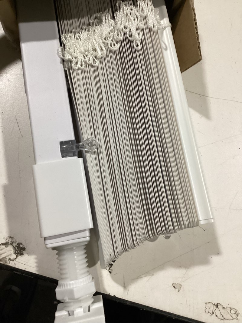 Condition photo showing New/Like New for lazblinds no tools no drill cordless 1" vinyl mini blinds, 100% privacy s-curve blinds for indoor windows, room darkening horizontal window blinds and shades for home, 35" w x 64" h, white white 35" w x 64" h