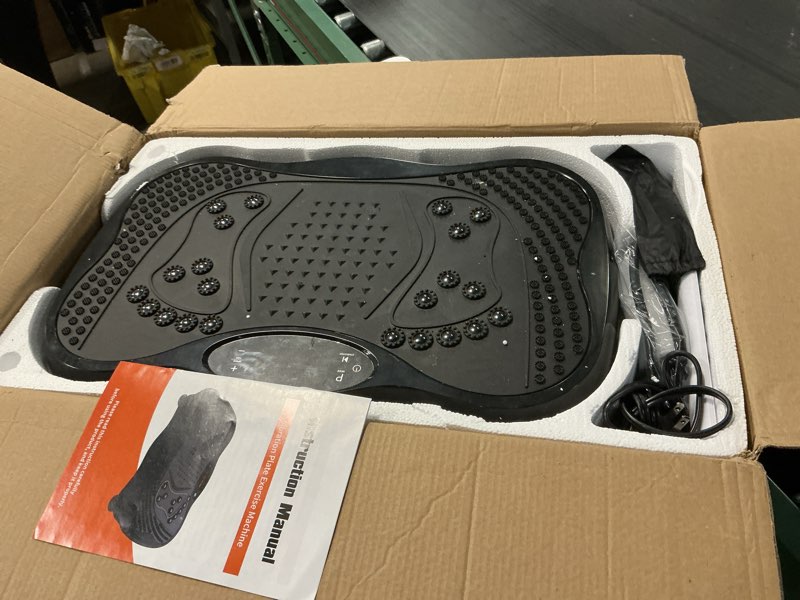 Condition photo showing Good Condition for vibration plate exercise machine, 130 levels full body workout vibrating plate for lymphatic drainage weight loss, 450 lbs capacity shake platform with resistance bands bluetooth for women men